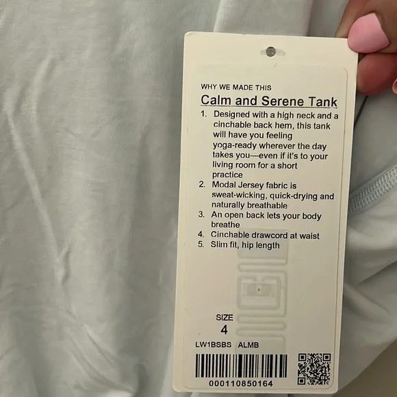 NWT Lululemon Calm and Serene Tank Sz 4 Pale Blue Open Tie Back - Picture 6 of 9